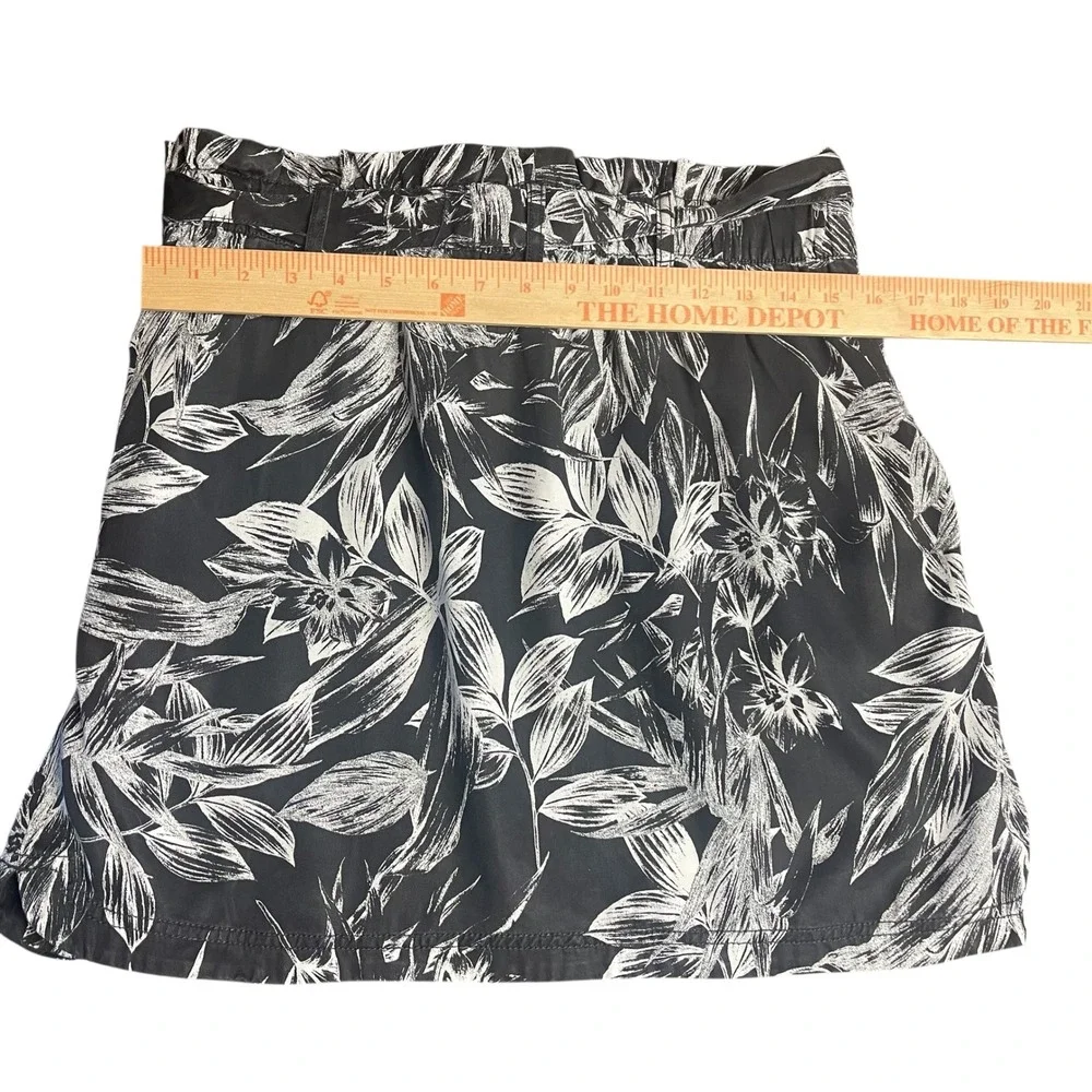 C&C California‎ Black White Tropical Floral Paperbag Mini Skirt Womens XL